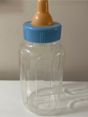 Baby Shower Decor Large Clear Bottle,  Blue Cap, Favor Prize Decoration Bank